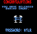 The Smurfs (Game Gear) screenshot: We freed Brainy Smurf and get a password
