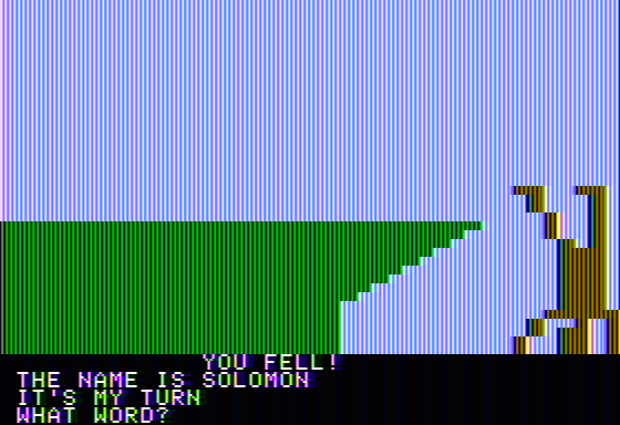 Don't Fall (Apple II) screenshot: Falling