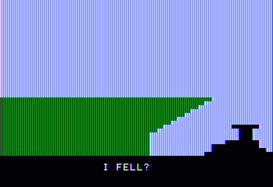 Don't Fall (Apple II) screenshot: Computer fell
