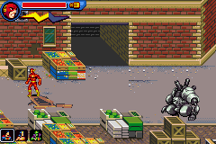 Justice League Heroes: The Flash (Game Boy Advance) screenshot: A larger robot