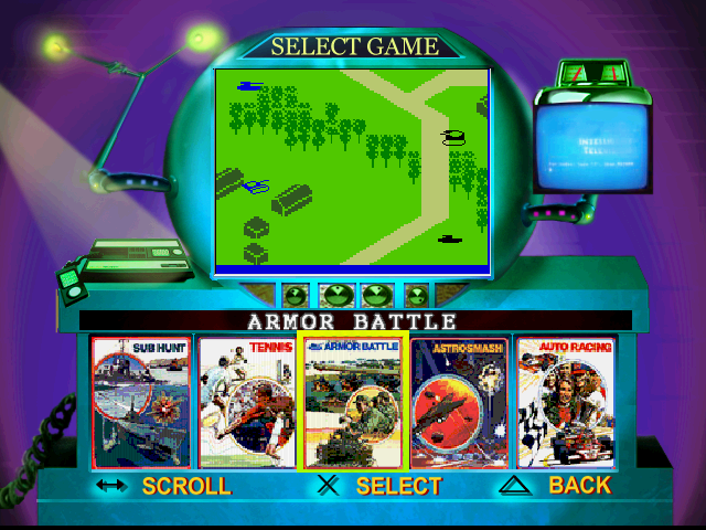 A Collection of Classic Games from the Intellivision (PlayStation) screenshot: The game selection menu is very nicely put together.