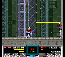 Mazinger Z (SNES) screenshot: Minerva X can attack Mazinger Z with her own versions of its attacks.