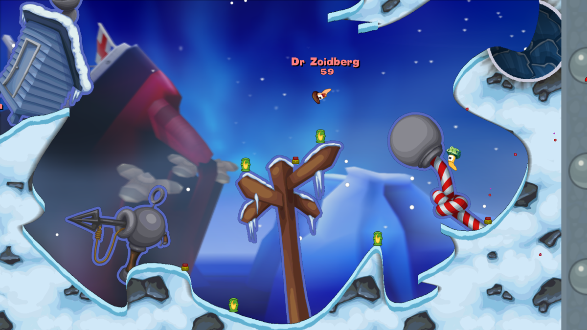 Worms: Reloaded (Windows) screenshot: Dr Zoidberg takes a dive towards certain death