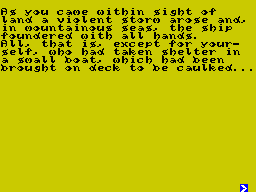 A Serpentine Tale (ZX Spectrum) screenshot: The second story screen