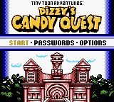 Tiny Toon Adventures: Dizzy's Candy Quest (Game Boy Color) screenshot: Main Menu