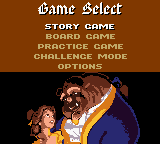 Disney's Beauty and the Beast: A Board Game Adventure (Game Boy Color) screenshot: Main Menu