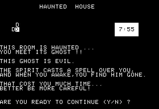 Haunted House (Apple II) screenshot: Encounter with a ghost