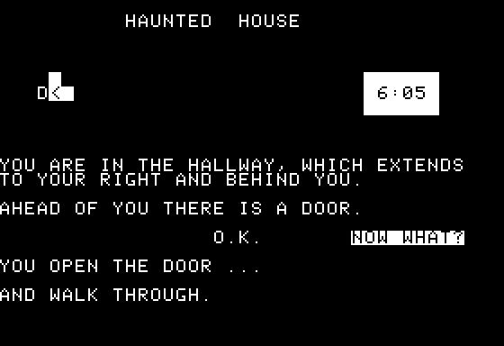 Haunted House (Apple II) screenshot: Entering a room
