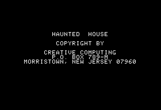 Haunted House (Apple II) screenshot: Title screen