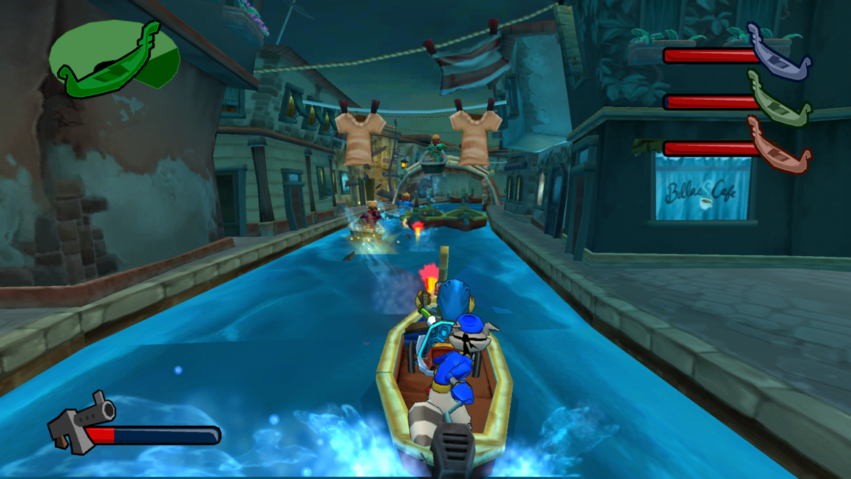 Sly 3: Honor Among Thieves (PlayStation 3) screenshot: Boat chase at the canal