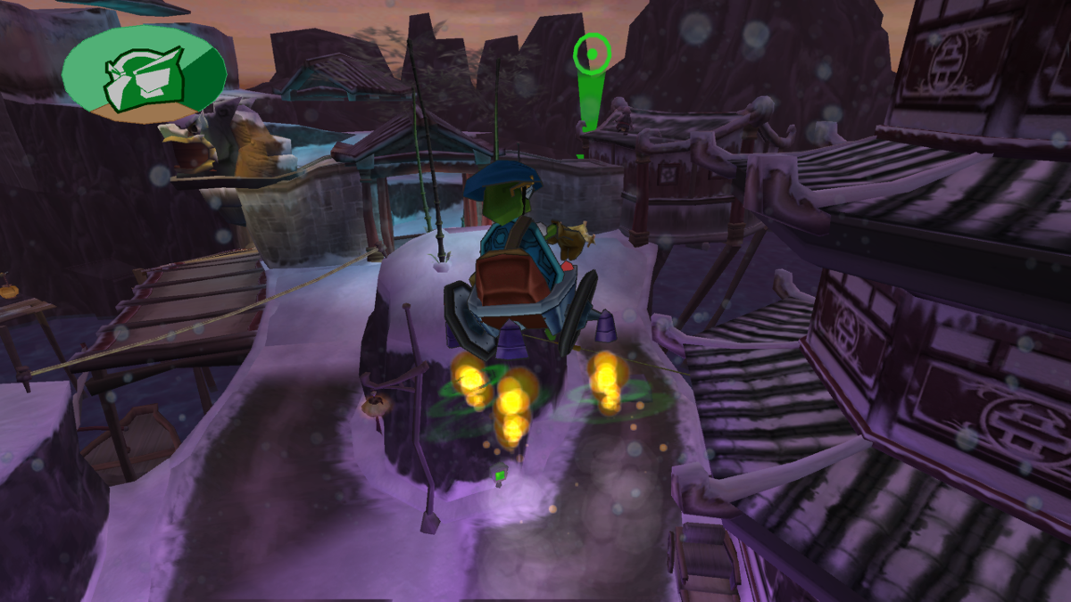 Sly 3: Honor Among Thieves (PlayStation 3) screenshot: Bentley's wheelchair is equipped with the jetpack