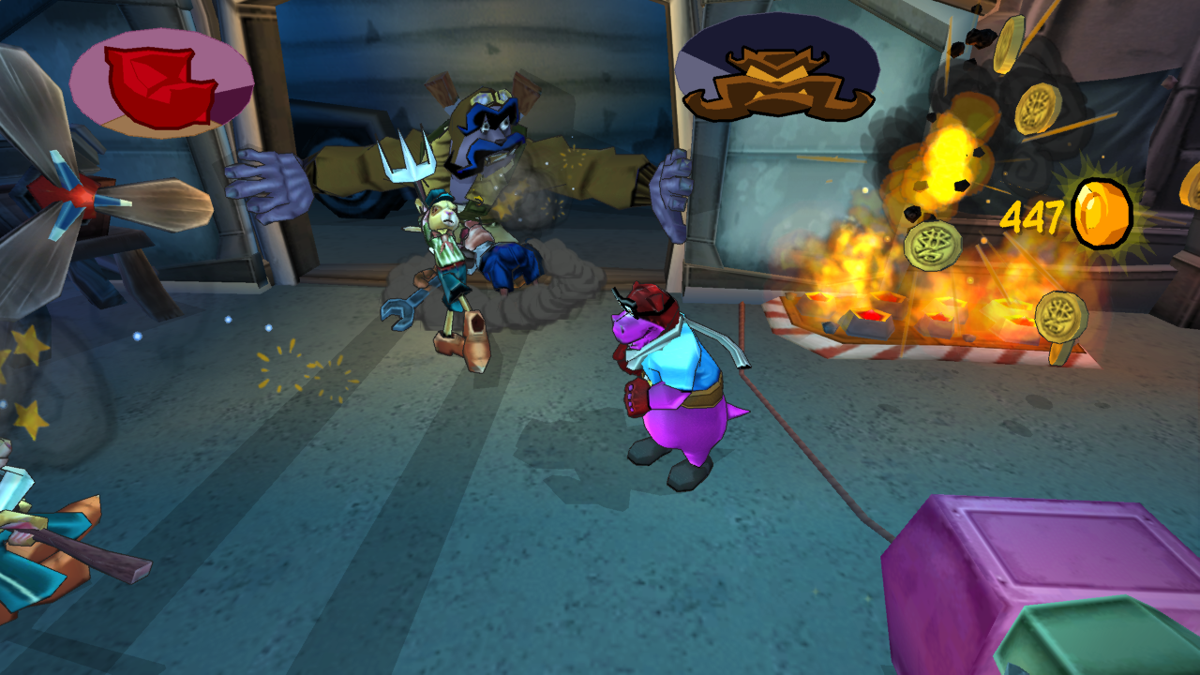 Sly 3: Honor Among Thieves (PlayStation 3) screenshot: Muggshot, a boss from <moby game="Sly Cooper and the Thievius Raccoonus">Sly Cooper and the Thievius Raccoonus</moby> makes appearance in this episode