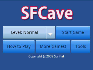 SFCave (Android) screenshot: Main menu