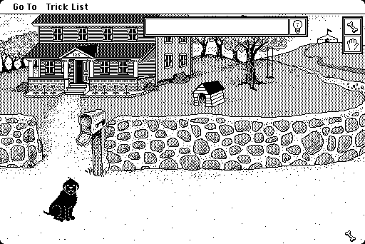 Puppy Love (Macintosh) screenshot: The puppy sits and wait for command