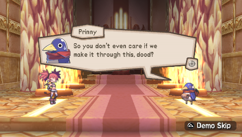Prinny: Can I Really Be the Hero? (PSP) screenshot: ...and are silly as always.