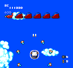 Star Parodier (TurboGrafx CD) screenshot: The final boss of this stage is a rollercoaster!...