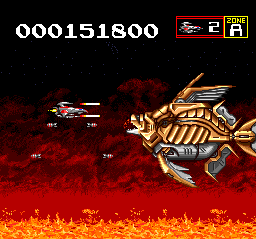 Sagaia (TurboGrafx CD) screenshot: They said it's a battle ship. I think it's a fish. You hear me? A FISH!..
