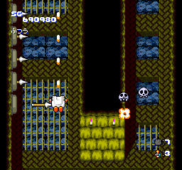 Star Parodier (TurboGrafx CD) screenshot: The dungeon level is very atmospheric and full of traps