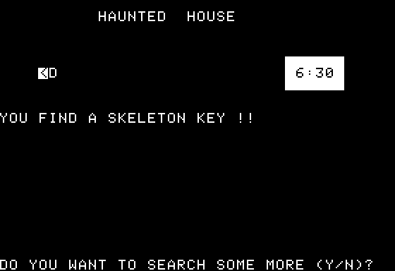 Haunted House (Apple II) screenshot: Finding a key
