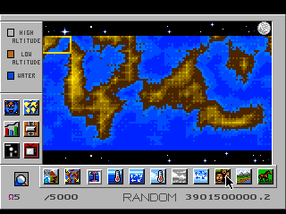 SimEarth: The Living Planet (TurboGrafx CD) screenshot: Map of the strange world you are building...