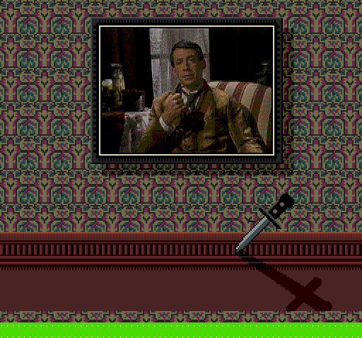 Sherlock Holmes: Consulting Detective (TurboGrafx CD) screenshot: The name is Holmes. Sherlock Holmes. ... err... wait, no, that's not my line