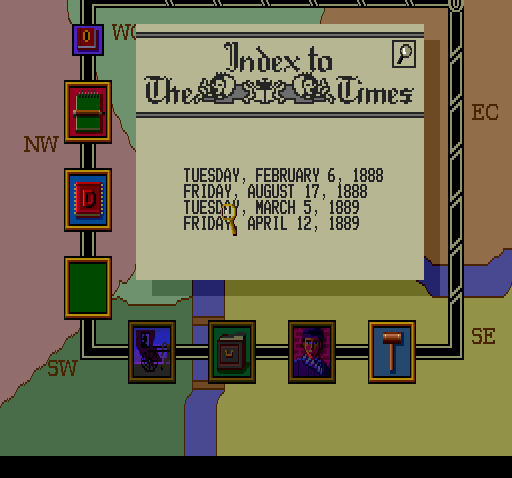 Sherlock Holmes: Consulting Detective (TurboGrafx CD) screenshot: ...and read newspapers!