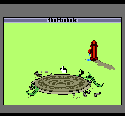 The Manhole (TurboGrafx CD) screenshot: The game begins with the titular manhole
