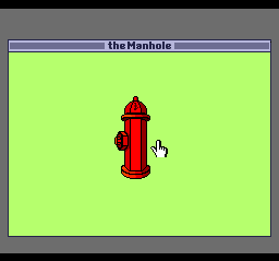 The Manhole (TurboGrafx CD) screenshot: ...and a tiny fire hydrant. Some of the screens in this game are really minimalistic