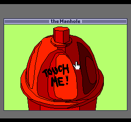 The Manhole (TurboGrafx CD) screenshot: You know what to do, right? Just like in <i>Alice in Wonderland</i> :)