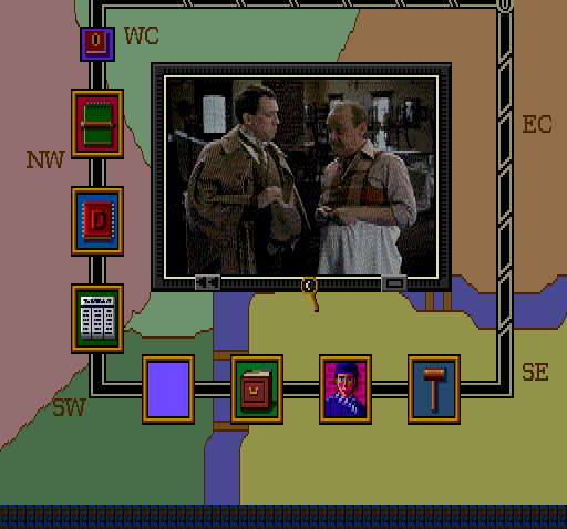 Sherlock Holmes: Consulting Detective (TurboGrafx CD) screenshot: "I'll give ya some information, but it's gonna cost ya!.." - "Never mind. Supreme powers of deduction and a few grams of cocaine is all I need to crack this case"