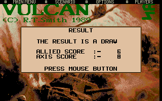 Vulcan: The Tunisian Campaign (Atari ST) screenshot: Current result