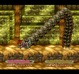 The Legend of Xanadu II (TurboGrafx CD) screenshot: Battle against a sand worm
