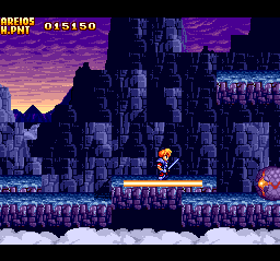 The Legend of Xanadu (TurboGrafx CD) screenshot: High-level side-scrolling stage