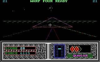 Quasar (DOS) screenshot: Warp four ready!