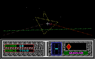 Quasar (DOS) screenshot: Twin beams dish out revenge.