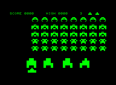 Space Invaders (Commodore PET/CBM) screenshot: let's kill them for it!