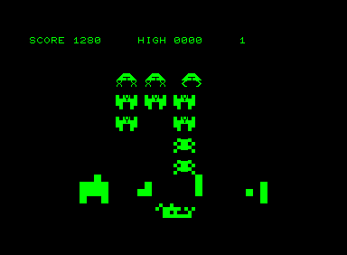 Space Invaders (Commodore PET/CBM) screenshot: Kaplow!