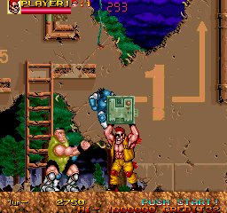 Two Crude Dudes (Arcade) screenshot: Throw box