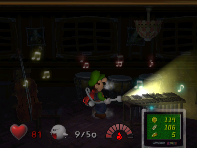Luigi's Mansion (GameCube) screenshot: Music room