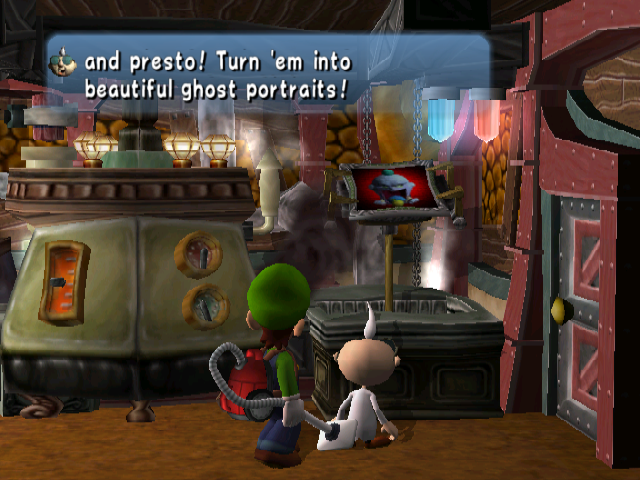 Luigi's Mansion (GameCube) screenshot: Turning ghosts into portraits