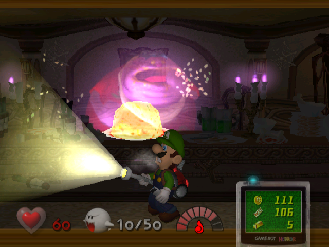 Luigi's Mansion (GameCube) screenshot: This ghost just can't stop eating