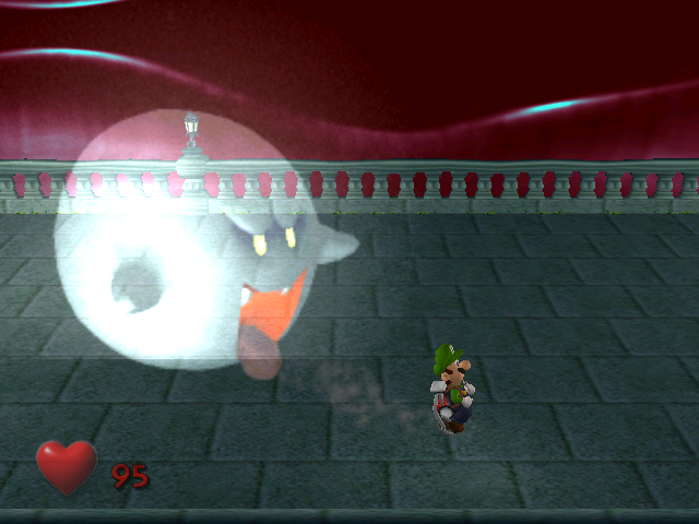 Luigi's Mansion (GameCube) screenshot: Fighting Big Boo