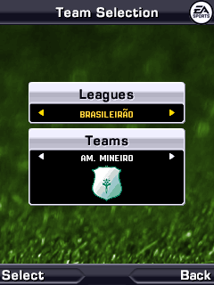 FIFA Manager 12 (J2ME) screenshot: Team selection