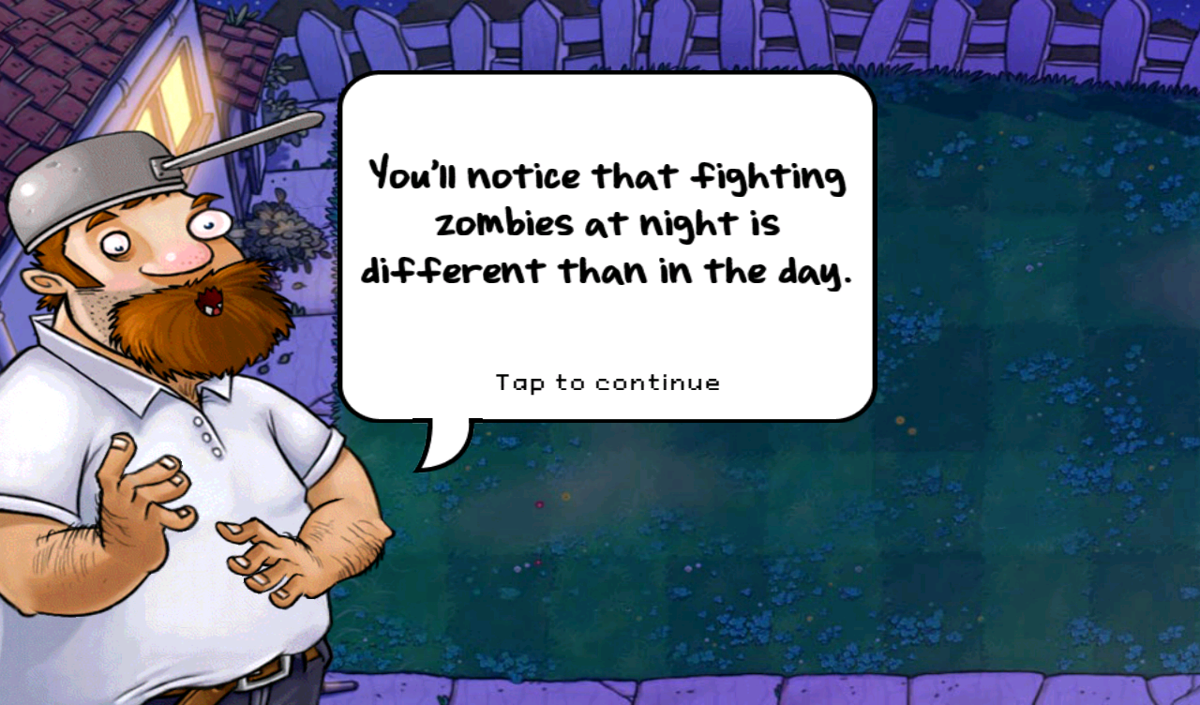 Plants vs. Zombies (Android) screenshot: Dialogue from Crazy Dave
