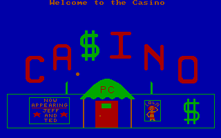 Casino Games (DOS) screenshot: Title screen (in CGA mode with a palette intended for RGB monitors)