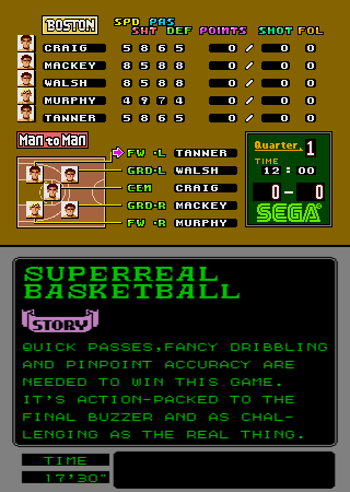Pat Riley Basketball (Arcade) screenshot: Player selection.