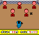 Nintama Rantarō: Ninjutsu Gakuen ni Nyūgaku Shiyō no Dan (Game Boy Color) screenshot: Shuriken technique.