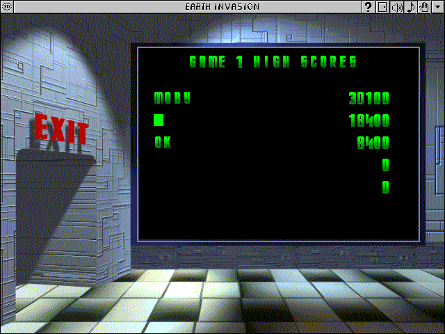 Earth Invasion (Windows 16-bit) screenshot: High scores