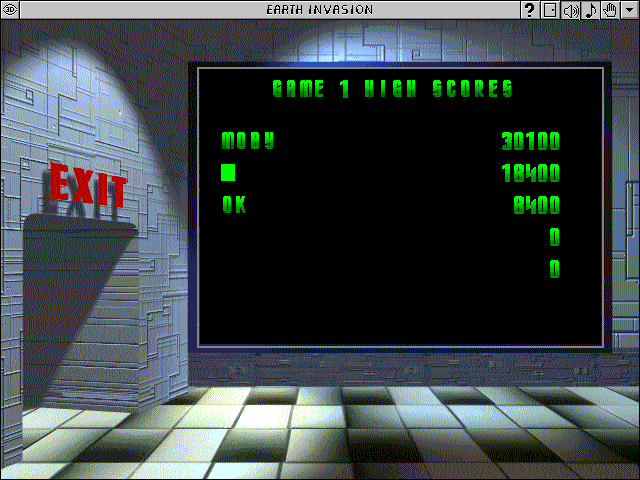Earth Invasion (Windows 3.x) screenshot: High scores