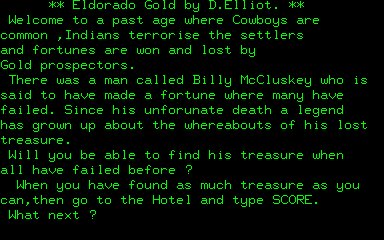 Eldorado Gold (Nascom) screenshot: Background story